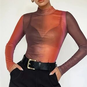 NWOT Sexy Boutique Mesh Gradient Long Sleeve Top XL